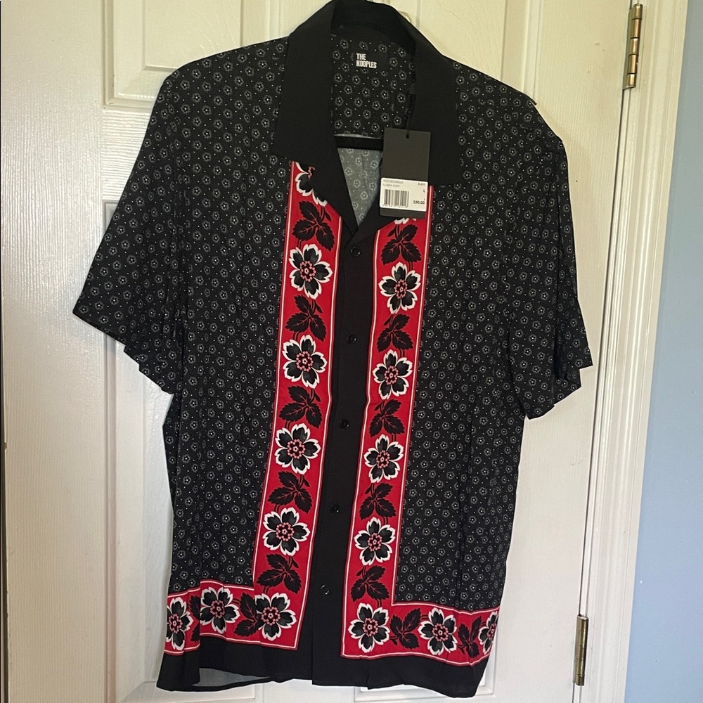 The Kooples Black and Red Floral Blouse